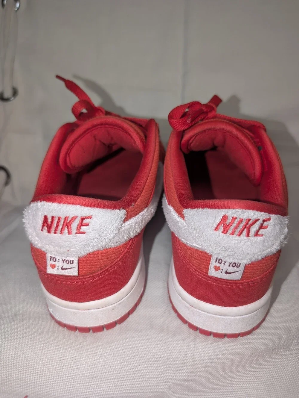 Nike Kids Red Valentine Dunk Sneakers with White/Lite Pink Swoosh